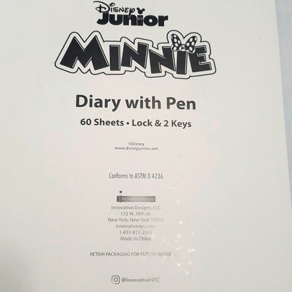 Disney Junior Minnie Mouse Diary with Pen, Lock & 2 Keys - Picture 2 of 2